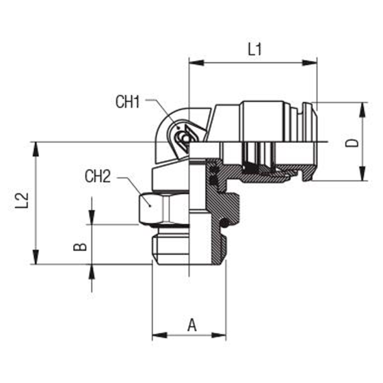 Фитинг цанговый L-образный Aignep 5711600025 под трубку Ø12 с наружной резьбой G1/4"