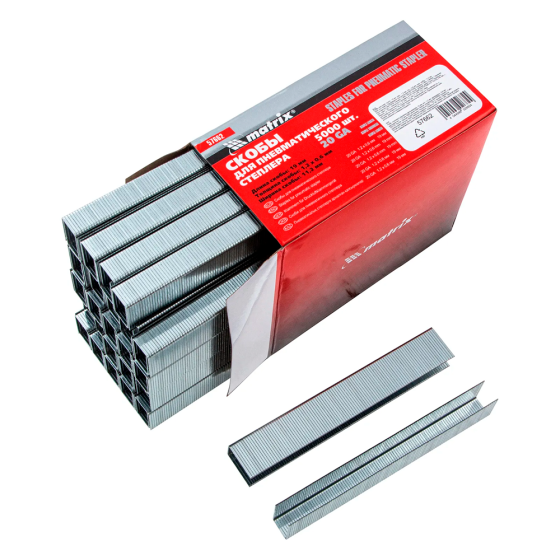 Скоба 20GA - 19 мм, шир. - 1,2 мм, тол. - 0,6 мм, шир. скобы - 11,2 мм / 5000шт // MATRIX [57662]