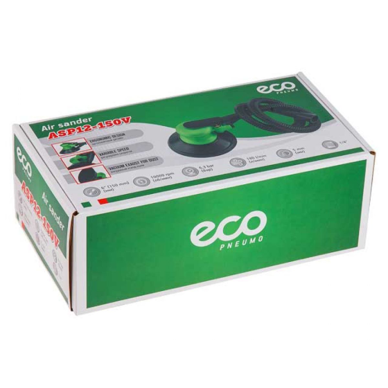 Пневмошлифмашина эксцентриковая ECO ASP12-150V (150 мм / 6"; Эксцентр.: 5 мм; 10 000 об/мин; 180 л/мин; вакуум.пылеотвод)