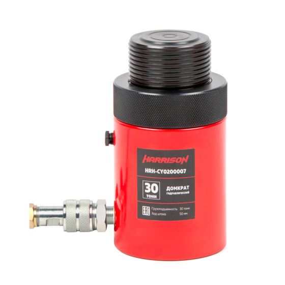 Домкрат гидравлический, однополостной, с фиксирующей гайкой 30 т, ход 50 мм [HRH-CY0200007]