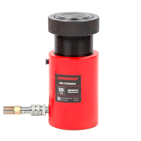Домкрат гидравлический, однополостной, с фиксирующей гайкой 50 т, ход 100 мм [HRH-CY0200011]