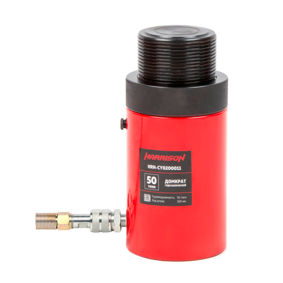 Домкрат гидравлический, однополостной, с фиксирующей гайкой 50 т, ход 100 мм [HRH-CY0200011]