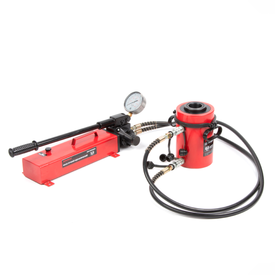 Домкрат гидравлический с полым штоком, двухполостной 60 т, ход 100 мм [HRH-CY0806100]