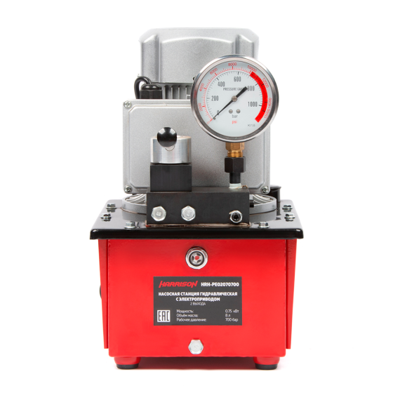 Насосная станция гидравлическая с электроприводом, 2 выхода,0,75 кВт, 700 бар, 8 л [HRH-PE02070700]